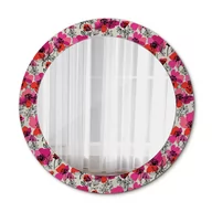 Lustra - Okrągłe Lustro do Salonu Ścienne Różowe maki 70cm - miniaturka - grafika 1
