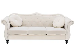 Sofa 3-osobowa welurowa beżowa SKIEN - Sofy i kanapy - miniaturka - grafika 1