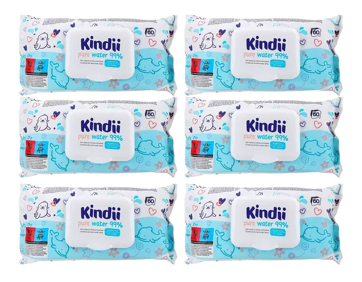 KINDII Chusteczki Wodne PURE WATER 99% Wody 12x60 = 720