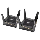 Switche - Asus AiMesh AX6100 router bezprzewodowy Tri-band (2.4 GHz/5 GHz/5 GHz) Gigabit Ethernet Czarny, Mesh router - miniaturka - grafika 1