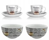 Filiżanki - FILIŻANKA + MISKA komplet śniadaniowy w KAWA na 2 osoby obiadowy prezent - miniaturka - grafika 1