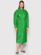Sukienki - Remain Sukienka skórzana Dahlia RM1019 Zielony Loose Fit - miniaturka - grafika 1