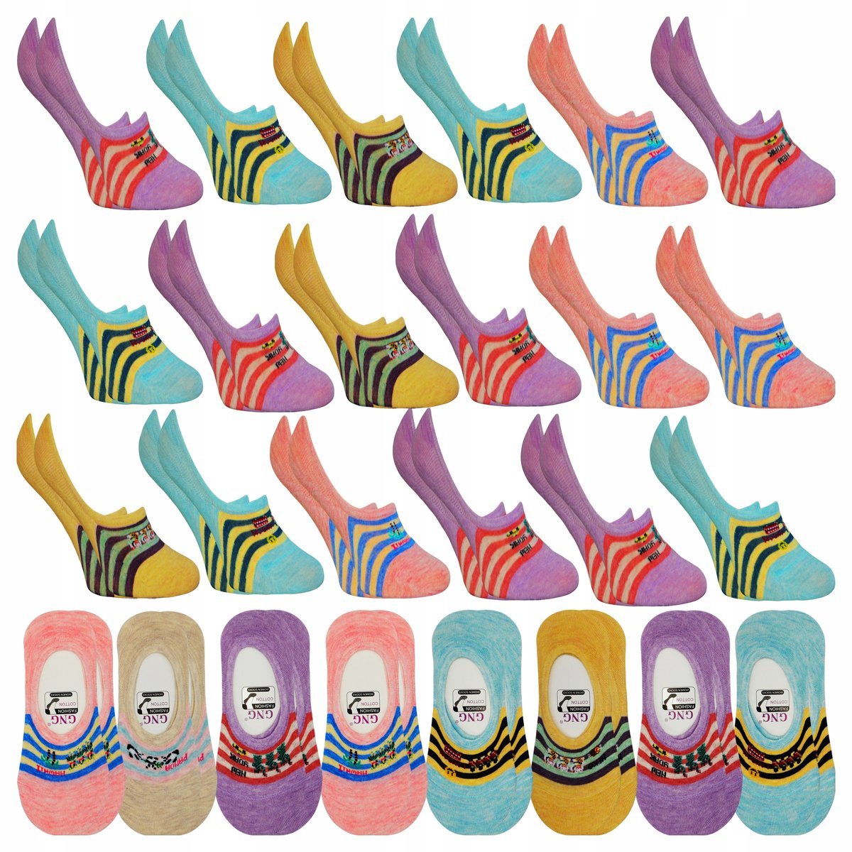 18-PAR Stopki Damskie Bawełniane Balerinki Skarpetki Sylikon na pięcie HIT