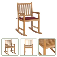 Fotele i krzesła ogrodowe - The Living Store Fotel bujany z poduszką w kolorze wina - lite drewno tekowe - Fotel Bujany - miniaturka - grafika 1