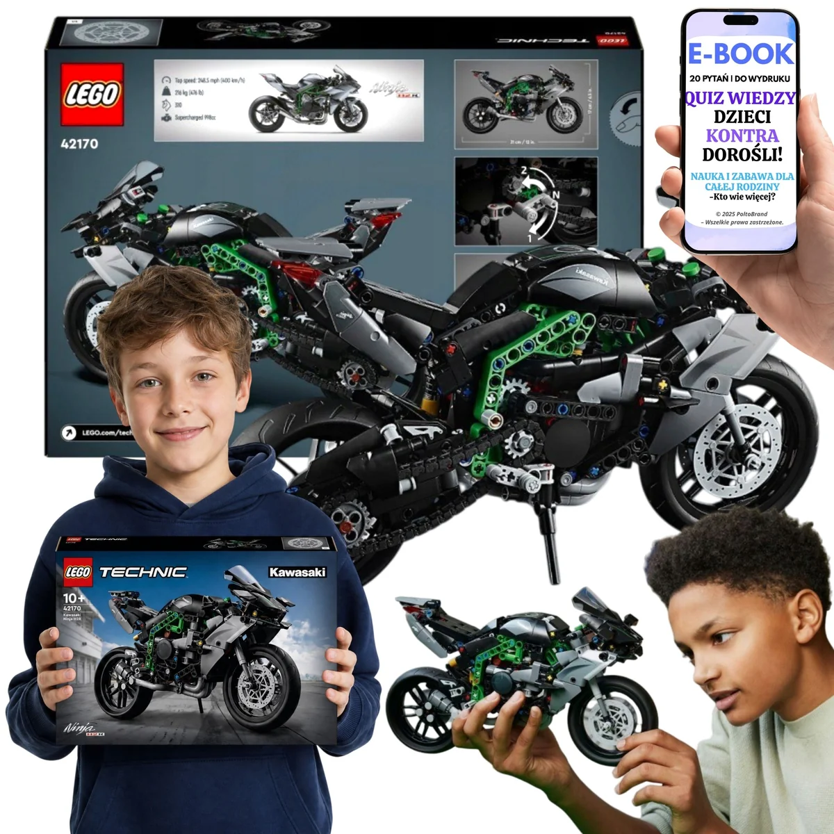 LEGO TECHNIC Motocykl Kawasaki Ninja H2R Na Mikołajki i Boże Narodzenie 42170 Dla Dziecka LEGO TECHNIC