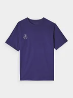 Koszulki i topy damskie - 4F T-shirt bawełniany uniseks 4FWAW24USEAM174-31M Granatowy Roz. L-XL - miniaturka - grafika 1