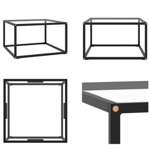 vidaXL Stolik kawowy czarny ze szkłem hartowanym 60x60x35 cm - Stolik kawowy - Stoliki kawowe - Stolik boczny - Stoliki boczne - Ławy i stoliki kawowe - miniaturka - grafika 1