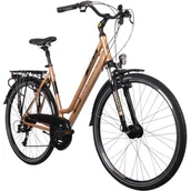 Rowery - Rower trekkingowy INDIANA X-Road 3.0 D15 28 cali damski Brązowo-czarny - miniaturka - grafika 1