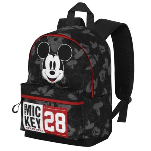 Disney Mickey Mouse Year-Small FAN HS plecak, czarny, 25 x 35 cm, pojemność 12 l, Czarna Myszka Miki, Jeden rozmiar, Mały plecak FAN HS
