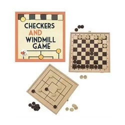 Egmont Toys Drewniane gry logiczne, 2w1, Warcaby, Windmill - Gry planszowe - miniaturka - grafika 1