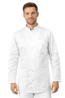 Bluzy męskie - Bluza medyczna męska ze stójką biała ze stójką szarą długi rękaw roz.XXL - miniaturka - grafika 1