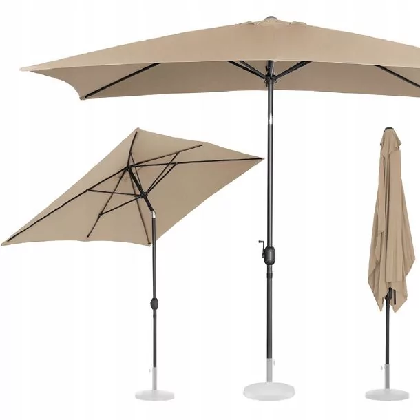 Uniprodo Parasol ogrodowy - szarobrązowy - prostokątny - 200 x 300 cm - uchylny UNI_UMBRELLA_TSQ2030TA_N - 3 LATA GWARANCJI/DARMOWA WYSYŁKA