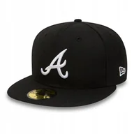 Czapki i chusty sportowe męskie - Czapka z daszkiem New Era 59FIFTY MLB Atlanta Braves Fullcap Czarna - 10047487-7 3/4 - 61.5cm - miniaturka - grafika 1