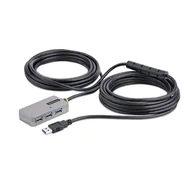 Huby USB - StarTech U01043-USB-EXTENDER huby i koncentratory USB 3.2 Gen 1 (3.1 Gen 1) Type-A 5000 Mbit/s Czarny, Srebrny - miniaturka - grafika 1