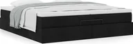 Łóżka - vidaXL Rama łóżka otomana z materacami, czarna, 200x200 cm, tkanina - miniaturka - grafika 1
