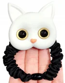 Ozdoby do włosów - Gumka elastyczna kotek do włosów, Biały kot - miniaturka - grafika 1
