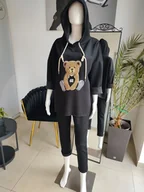Dresy damskie - Masełkowy dres z misiem - czarny One size - miniaturka - grafika 1