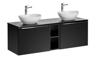 Szafki łazienkowe - Szafka wisząca z umywalką, Santa Fe, 140x46x46 cm, czarny, mat - miniaturka - grafika 1