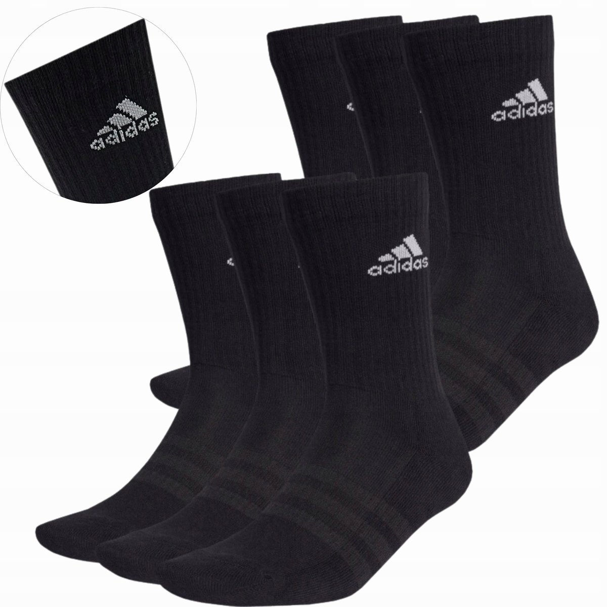 Adidas Nowe Skarpety Skarpetki Zestaw Czarne + Czarne 40-42 6 Par