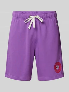 Szorty z dzianiny dresowej o kroju regular fit z naszywką z logo - Spodnie sportowe męskie - miniaturka - grafika 1