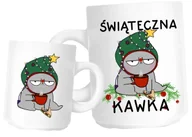 Kubki - ŚWIĄTECZNY KUBEK NA PREZENT NA ŚWIETA - ŚWIĄTECZNA KAWKA Kot w zielonej czapce - miniaturka - grafika 1