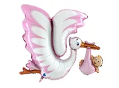 Baby shower i roczek - GRABO Balon foliowy "Bocian Różowy" GRABO 53" SHP GB72085 - miniaturka - grafika 1