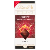 Czekolada - Lindt Excellence Gorzka czekolada z kawałkami kruchych wafelków i karmelu 100 g - miniaturka - grafika 1