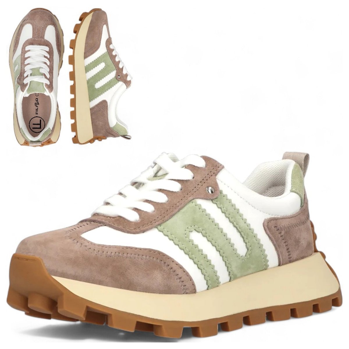 Sneakersy Damskie SKÓRZANE FILIPPO Wygodne Beż Eleganckie Półbuty Modne Sneakersy Damskie SKÓRZANE 41 FILIPPO Wygodne Beż Eleganckie Półbuty Modne