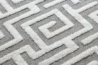 Dywany - Dywan MAROC P655 Labirynt, grecki / biały Frędzle berberyjski marokański shaggy szary 140x190 cm - miniaturka - grafika 1