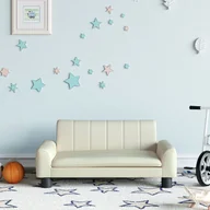 Meble do sypialni - vidaXL Sofa dla dzieci, kremowa, 70x45x30 cm, sztuczna skóra - miniaturka - grafika 1