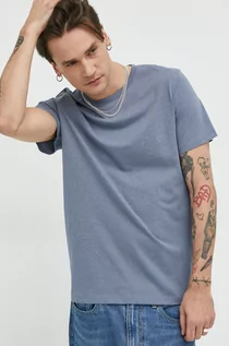 Koszulki męskie - Jack & Jones t-shirt JJEORGANIC męski kolor niebieski gładki 12222887 - grafika 1