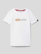 Koszulki dla chłopców - T-shirt z nadrukiem z logo model ‘Label’ - miniaturka - grafika 1