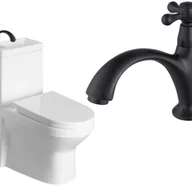 Kompakty WC - ZESTAW : Kompakt WC z umywalką 36,5x78x72cm + deska soft-close, odpływ uniwersalny: pion lub poziom HYGIE + BATERIA Retro na zimną wodę - miniaturka - grafika 1