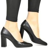 Czółenka - DAMSKIE CZÓŁENKA NA SŁUPKU SERGIO LEONE PB216 CZARNE MATOWE - Sergio Leone - miniaturka - grafika 1