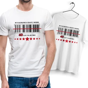 Koszulka Męska Biała na 40 Urodziny T-Shirt z Nadrukiem Na Prezent Gift - Koszulki męskie - miniaturka - grafika 1