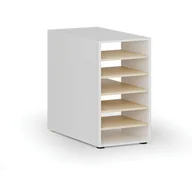 Inne meble biurowe - Szafka za półkami do stołu roboczego PRIMO WHITE, prawa, biały/brzoza - miniaturka - grafika 1