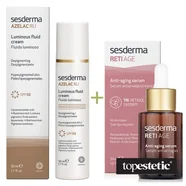 Sesderma Azelac RU Luminous Fluid Cream + Reti Age Serum Anti Aging ZESTAW Emulsja rozświetlająca SPF 50 50 ml + Serum przeciwzmarszczkowe 30 ml