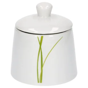 Cukiernica z pokrywką Van Well Bali, Ø 90 mm, 280 ml, dekor liniowy, akcesoria do kawy, markowa porcelana - Cukiernice - miniaturka - grafika 1