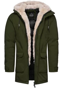 Kurtka męska parka z futerkiem khaki Recea - M - Kurtki męskie - miniaturka - grafika 1
