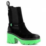 Botki damskie - Czarne botki na platformie zamszowe CARINII - Carinii - miniaturka - grafika 1