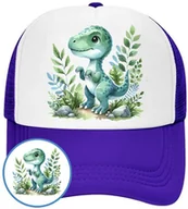 Czapki i chusty sportowe męskie - Czapka z Daszkiem Dinozaur Niebieska z Nadrukiem Na Lato Siatka Bejsbolówka - miniaturka - grafika 1