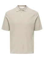 Koszulki męskie - Only & Sons Polo Tony 22033571 Beżowy Regular Fit - miniaturka - grafika 1