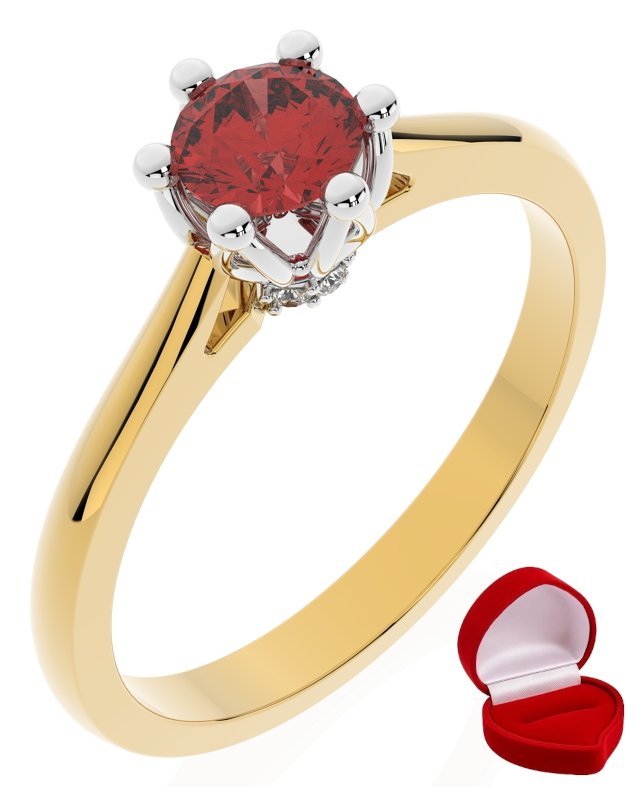 ZŁOTY PIERŚCIONEK ZARĘCZYNOWY 585 14k RUBIN 0,30 ct + PUDEŁKO R25