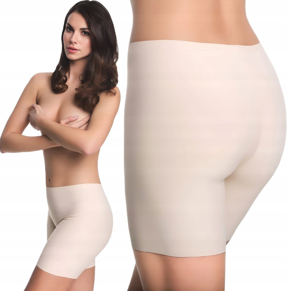 Gładkie Bezszwowe Ultracienkie Bermudy Spodenki Majtki Damskie Pod Sukienkę