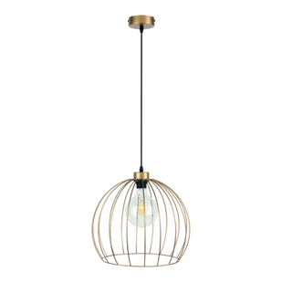 Britop Industrialna LAMPA wisząca COOP 18811920 metalowa OPRAWA druciany ZWIS kopuła złota czarna - Lampy sufitowe - miniaturka - grafika 1