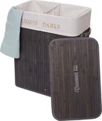 Kosze na bieliznę - Kosz na pranie HWC-C21, Pojemnik na pranie Kosz na pranie, bambusowy 2 komory 63x55x34cm 100l ~ ciemnoszary - miniaturka - grafika 1