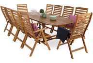 Meble ogrodowe - Meble ogrodowe drewniane Akacja Oval 165+50+50 cm 10+1 - miniaturka - grafika 1