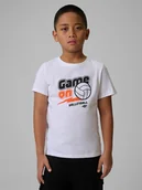 Koszulki dla chłopców - 4F T-shirt regular z nadrukiem chłopięcy - biały 164 (13-14 lat) - miniaturka - grafika 1