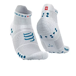 COMPRESSPORT Skarpety Unisex dla dorosłych, White/Fjord Blue, 39-41 EU - Skarpetki damskie - miniaturka - grafika 1