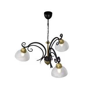 Żyrandol Flora, 3 szklane klosze, czarny/mosiądz - Lampy sufitowe - miniaturka - grafika 2